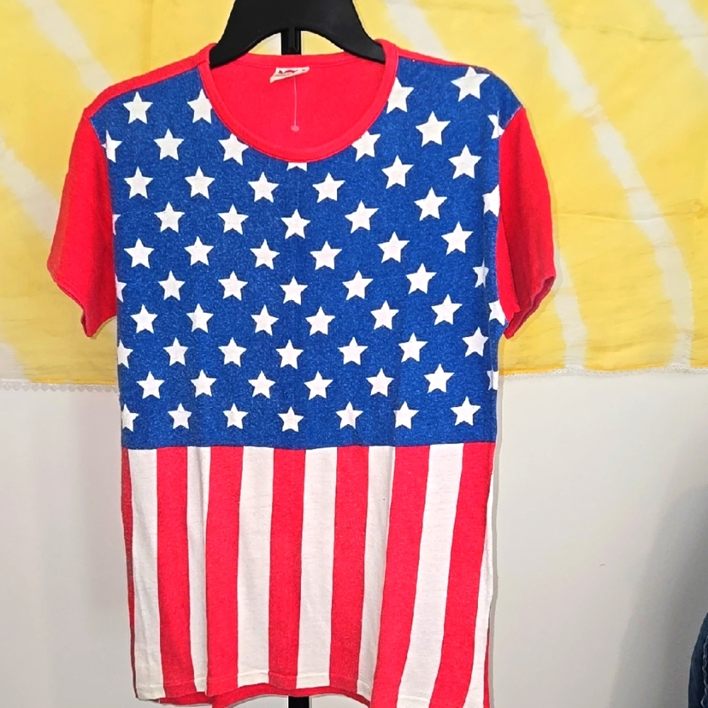 Vintage 1960's Patriotic Stars and Stripes American Flag Shirt Size:Medium